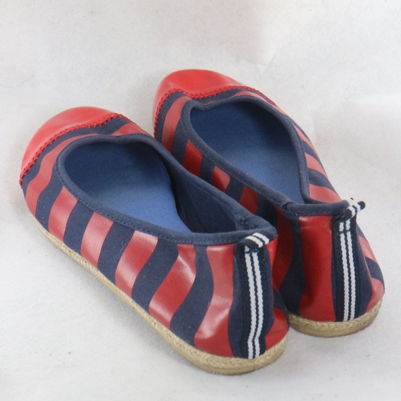 NAUTICA Scow Skimmer Flats Red & Navy Stripes - Picture 3 of 8